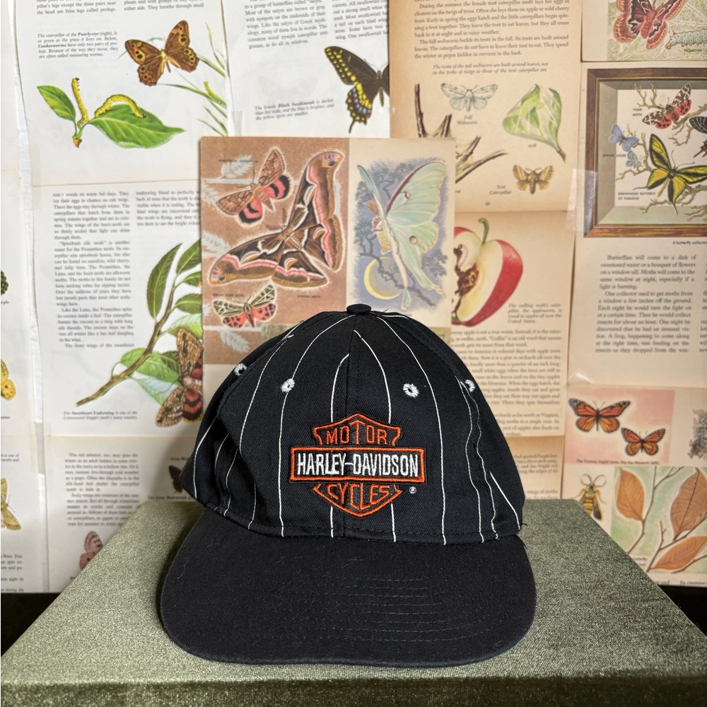 Harley-Davidson Black Pinstripe Cap with Orange Logo